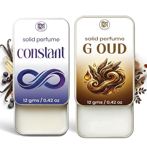 Image of Dr.Mashur Solid Perfume |G oud&Constant Alcohol Free Wax Perfume Balm, Long Lasting | Pocket Tin 12g, Pack Of 2| Non Greasy Smooth Glide, Travel Friendly Men And Women