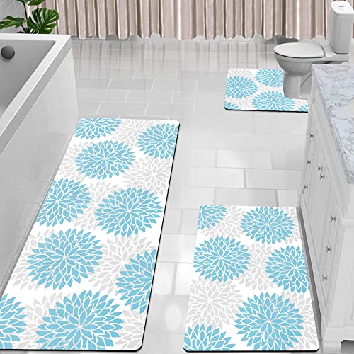 Hebe Bath Rug Set 3 Pieces Water Absorbent Bath Mats For Bathroom Floor Non Skid Bathroom Shower Mat And U-Shaped Toilet Floor Rug Machine Wash Bathroom Rug Mat For Tub And Shower #TOP7