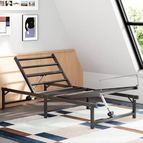 Redlife, telaio elettrico regolabile, 90 x 200 cm, letto in metallo con motore silenzioso, inclinazione testa 50 gradi, 200 kg, telaio singolo per adulti e anziani (no materassi)