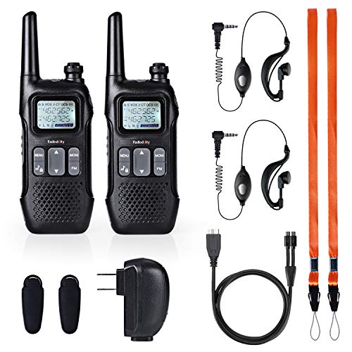 Radioddity Fs-T1 Frs Two-Way Radio Long Range License-Free Walkie Talkies Noaa, 22 Channels 154 Privacy Codes With Earpiece, Usb Charging, 2 Pack #TOP6