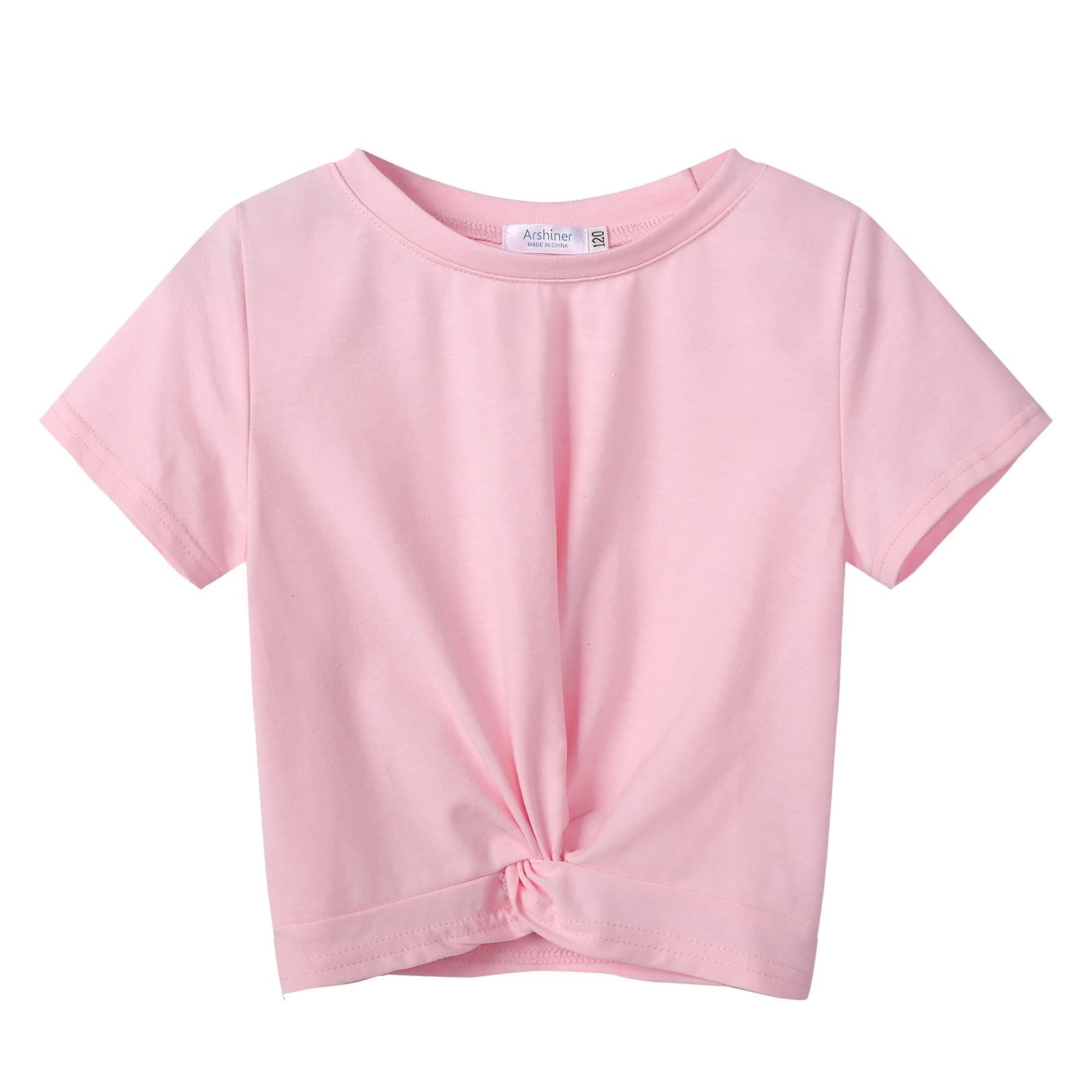 Arshiner Girls Casual Tie Dye Short-Sleeve T-Shirt Cute Print Summer Blouse for Girls Twist Front Tunic Tee Tops