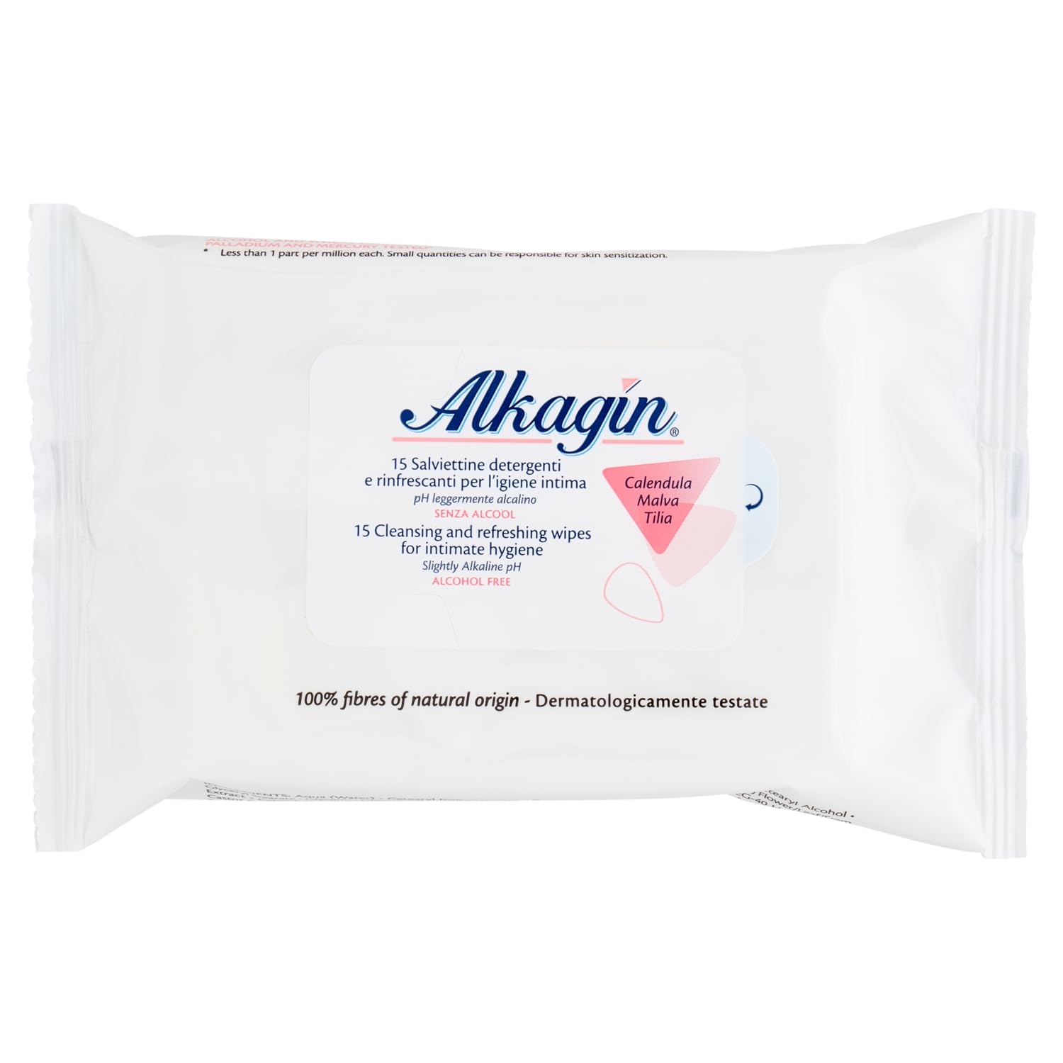 Alkagin Salviettine Detergenti Intime Calendula Malva Tiglio pH Alcalino 15 Pezzi