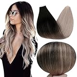 Full Shine 22 inch Ombre Tape in Extensions Dip Dyed Hair Color #1B Off Black Fading to Dirty Blonde #18 Balayage Remy Hair Skin Weft Extensions 50gram 20 Pcs