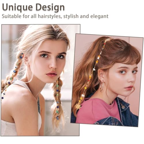 2 piezas de cadenas trenzadas largas para el cabello con clips, brillantes con cristales, accesorios bohemios para mujeres y niñas miniatura 7