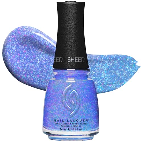 China Glaze CG Nail Lacquer Good Luxe Charm Sheer Shimmer Blue Purple Glitter Nail Polish Chip Resistant Long-Lasting High Shine Salon Nails Color 0.5 fl oz