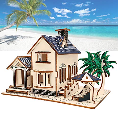Rockible 1/72 Holz Haus Modell - 3D Puzzle DIY Gebäude Mit 2 Stockwerken
