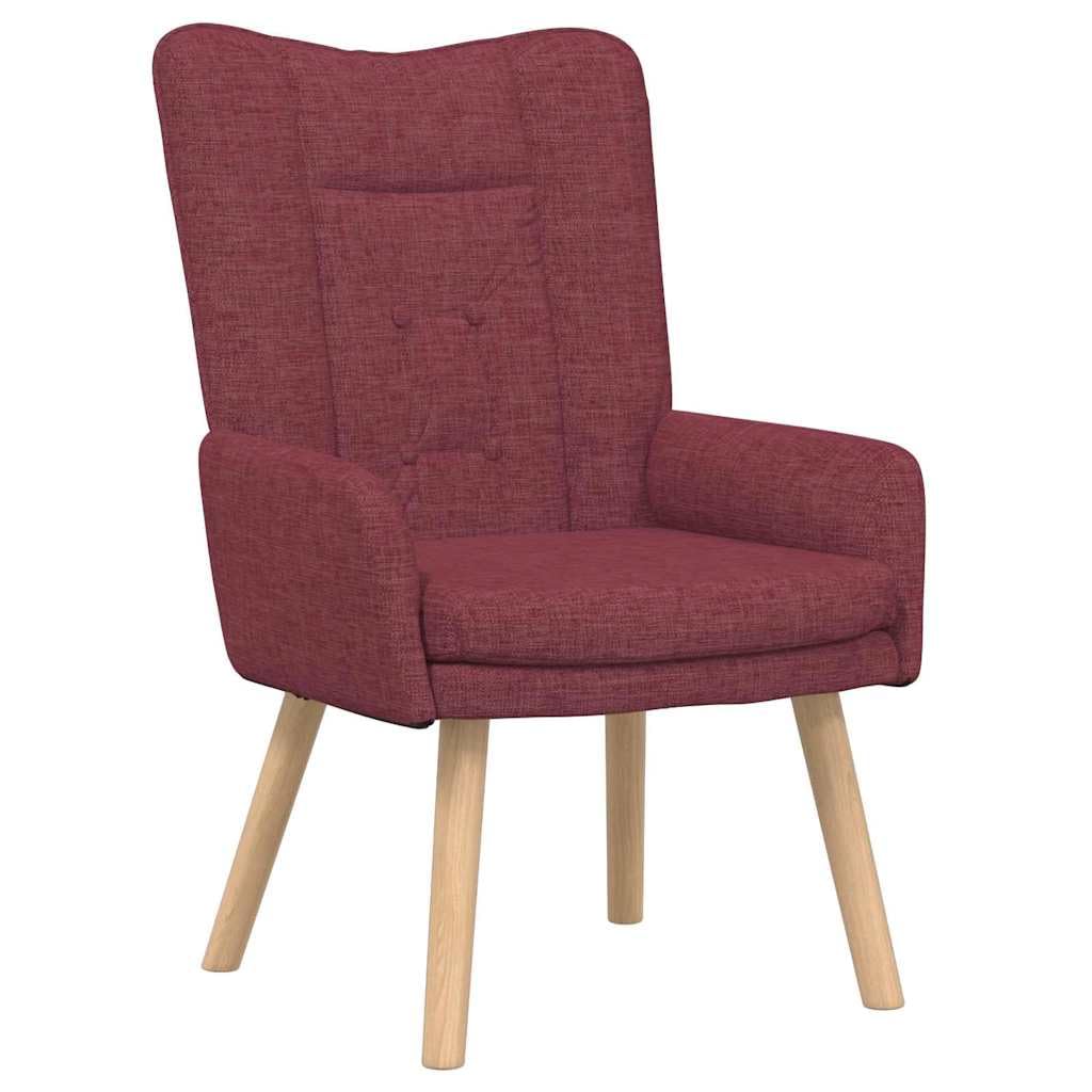 Générique Fotel bordowy 63 x 67 x 94 cm Tkanina poliestrowa | Nogi z litego drewna kauczukowego, wyściełane oparcie, miękkie podłokietniki, do salonu, sypialni, biura