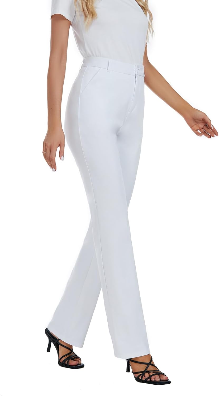 iChosy Women's Stretchy Straight Leg Dress Work Pants Business Office Casual Slacks with Pockets - Image 9