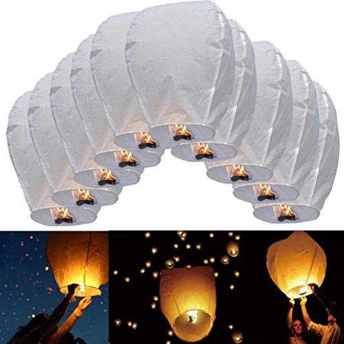 10 Pcs Chinese Wishing Lanterns Paper Memorial Lantern - 100% Biodegradable, Eco-Friendly, Lanterns for Wedding Memorial Celebration Ceremonies of 2