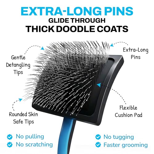 The Doodle Brush Zupfbürste für Langhaarige Hunde mit Extra Langen Pins