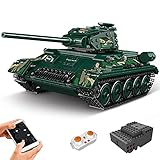 Technik Militär T-34 Panzer Baukasten, 1:16 Modellbau Panzer 2.4GHz -Funktion, MK 20015 Deutschen Armee aus Dem Zweiten Weltkrieg Klemmbausteine, Kompatibel mit LG