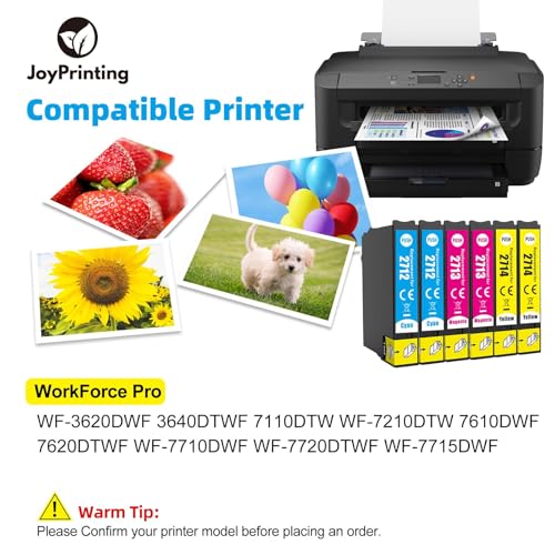 JoyPrinting 27XL Ink Cartridges compatible for Epson 27XL Multipack for Espon Workforce WF-7720 WF-7610 WF-7710 WF-7620 WF-7715 WF-7110 WF-7210 WF-3640 WF-3620 (2C/2M/2Y 6PK)