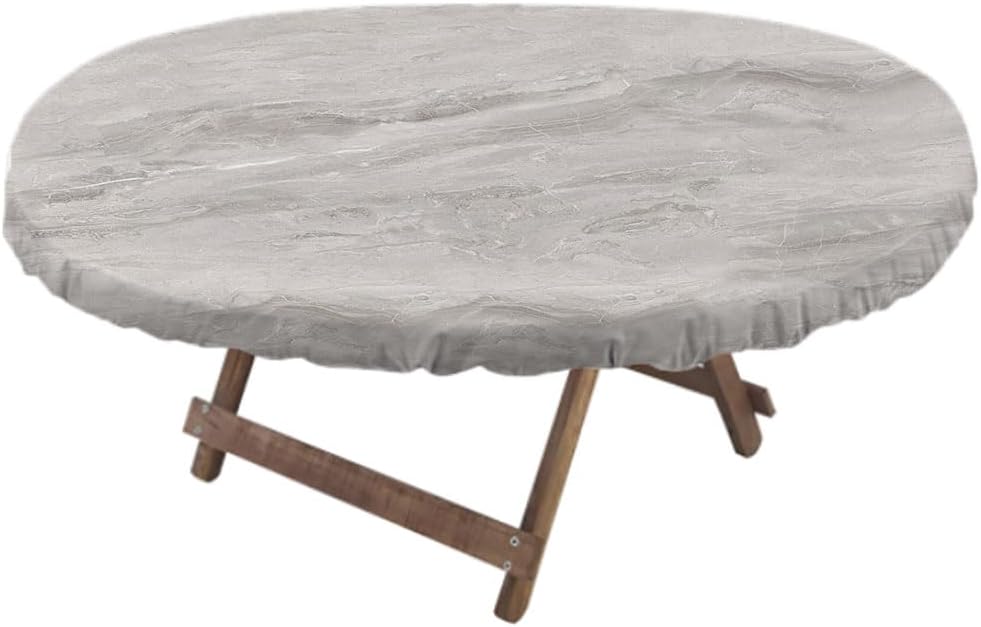 Marble Oval Fitted Tablecloth, Marble Texture Background, for Kitchen Dining, Party, Holiday, Christmas, Buffet, Fits 52" x 86" Table