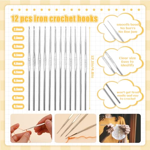IMZAY 54 Pcs Crochet Needles Set, Crochet Hooks Kit with Storage Case, Ergonomic Knitting Needles Stitch Marker DIY Hand Knitting Craft Art Tools for Beginners