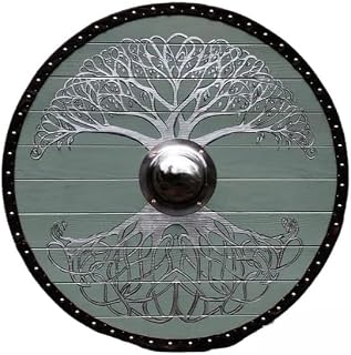 Antique avenue 24"" Tree of Life Wooden Plank Finish Shield/Wooden Shield for Adults/Viking Shield for Adults.