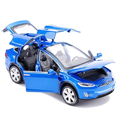 Image of SPITEN Tesla X Model 1:32 Scale Exclusive Alloy Metal Pull Back Die-cast Car Scale Model with Sound Light Mini Auto Toy for Kids Metal Model Toy Car with Sound and Light(Multicolour)