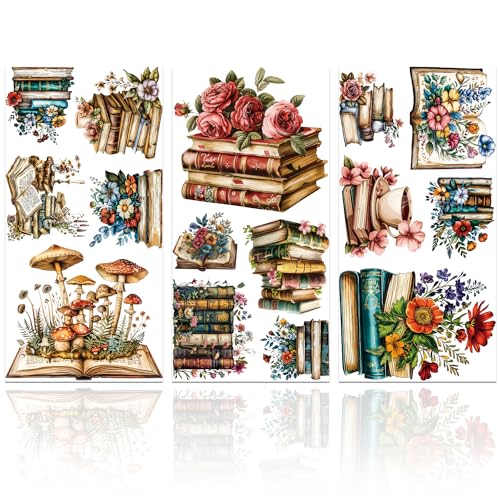Transferencia de muebles con flores de libro vintage calcomanías autoadhesivas 2