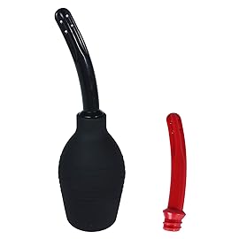 Abyclean Anal Douche Enema Bulb Vaginal Douche Enema Cleaner for Womens or Mans Health with 2 Nozzles (310ml Black)