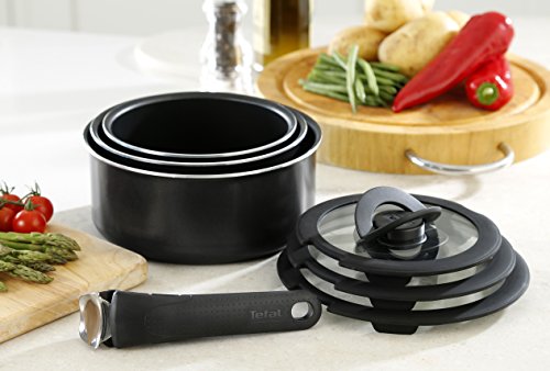 Tefal-Ingenio-Essential-Non-Stick-Pots-and-Pans-Set-7-Piece-Saucepan-Set-Compatible-with-all-Hobs-Excluding-Induction-Black-with-Red-or-Black-Button-L2009042