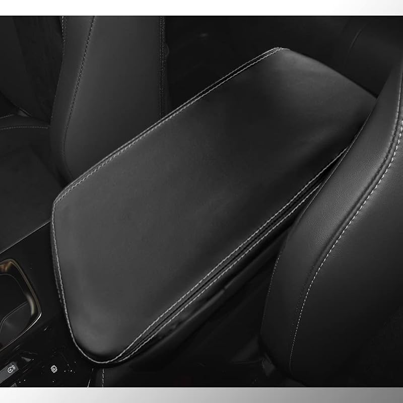 Capa do apoio de braço do console central DEYTOP em couro PU para Lexus NX 350, NX 350h, NX 250 e NX 450h+ – Preta com costuras brancas