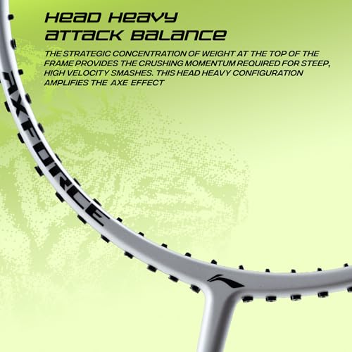 Image of Li-Ning Axforce Tiger Strung Badminton Racquet for Professional Players| 32 LBS Max Tension | Head Heavy | 7mm Flexible Shaft | Carbon Fibre Frame