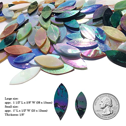 Litmind 120 Pieces Leaf Iridescent Glass Mosaic Tiles For Crafts, Precut Rainbow Stained Glass Petals Kit, Mosaic Making Supplies, Stained Glass Craft Flowers Leaves #TOP2