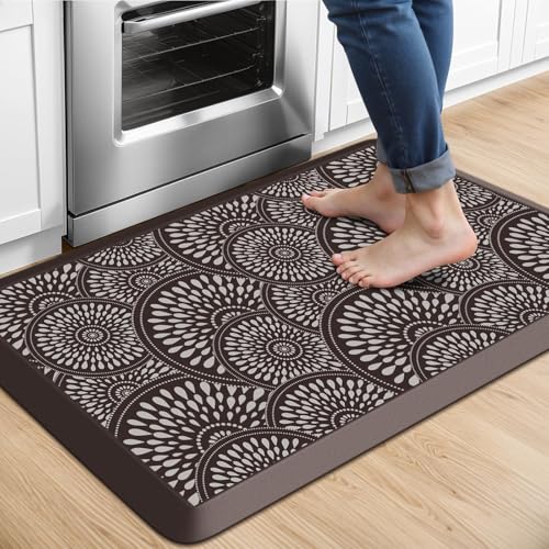 Mattitude 4/5 Inch Kitchen Mat, 20x51in Heavy Duty Ergonomic Comfort Foam Standing Desk Mat, Waterproof Non-Slip Standing Mats and Rugs for Kitchen, Office, Black