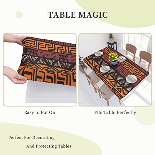 African Mud Cloth Tribal Tablecloth For Rectangle Tables, Oil-Proof Spill-Proof And Easy Clean Tablecloths, 2.5 X 4 Ft Elastic Edged Table Cover. #TOP4