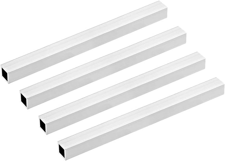 uxcell 6063 Aluminum Square Tube, 15mmx15mmx1mm Wall Thickness 200mm Length Seamless Straight Pipe Tubing 4 Pcs