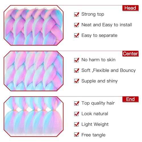 Xtrend 3 Packs 24 Inch Jumbo Braiding Hair for Twist Box Bradis for Women(3 Packs, P1#), 24 Inch (Pack of 3) - Image 3