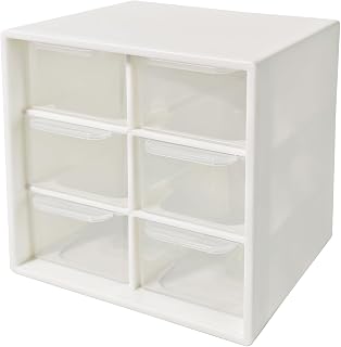 Small Mini Drawer Organizer for Desk, 6 Drawers, 4.7" x 4.7" x 3.8" White | Small Desktop Organizer with drawers, Teacher Toolbox, Plastic Storage Box for Office, Classroom, Craft and Home Organization