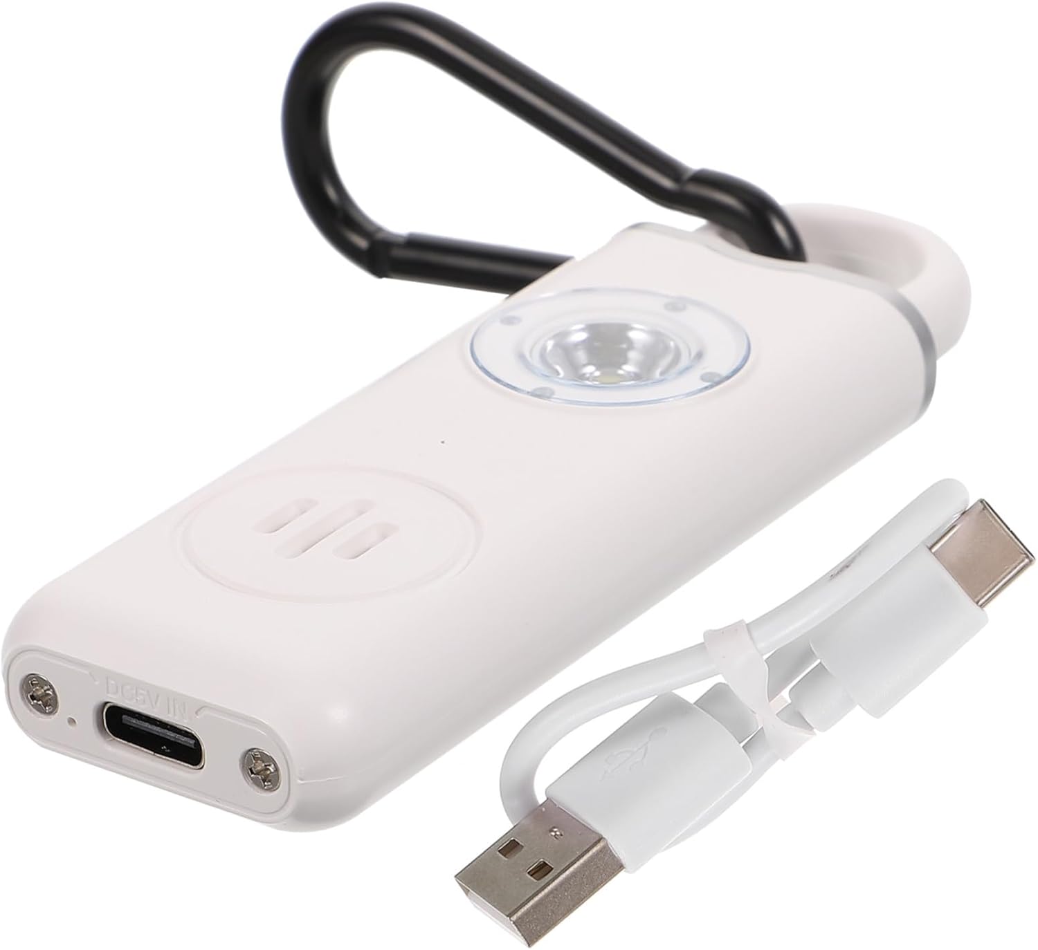 Self- Alarm Rechargeable Personal Alarm Women's Security Alarm (- White) Key Chain Accessories