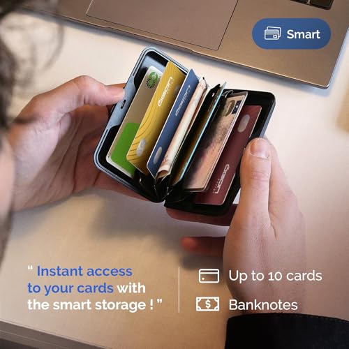 Image of OGON -DESIGNS- Aluminum card holder, RFID protection against fraud and demagnetization, compact wallet, Smart Case STOCKHOLM model (Engraving Matisse, Extra-secure lock)