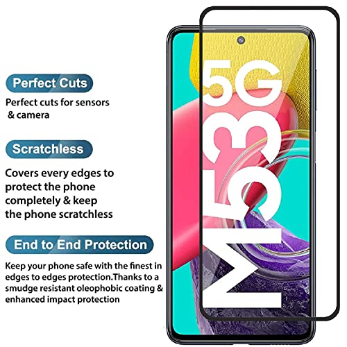 Image of Tempered Glass Screen Protector Compatible for Samsung Galaxy F54, M53 5G with Edge to Edge Coverage and Easy Installation Kit, Pack of 1, Black