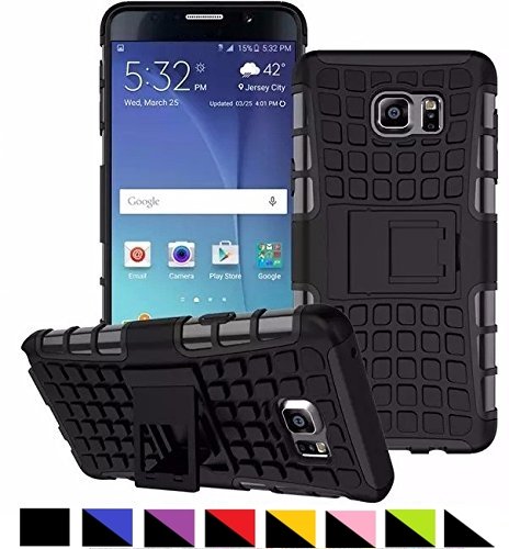 Samsung Galaxy Note 5 Case, Grenade Grip Rugged Skin Hybrid Hard Case Cover Kick Stand for Samsung Galaxy Note 5 V -- At&t, Verizon, T-mobile, Sprint (Black)