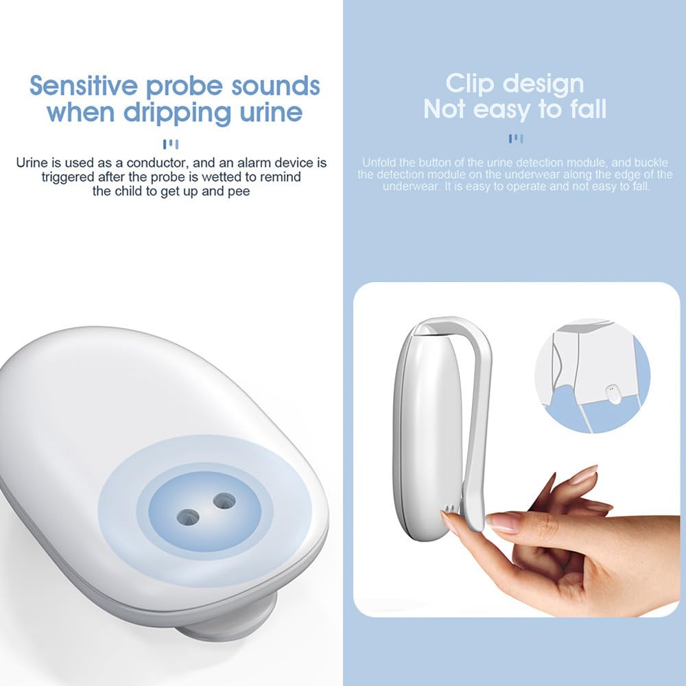 Alarme Stop Pipi Enfant sans Fil, Rechargeable Alarme D'énurésie epteur et émetteur à Clip, Rechargeable par USB, D'énurésie Nocturne pour Garçons et Filles, Apprentissage de la Propreté