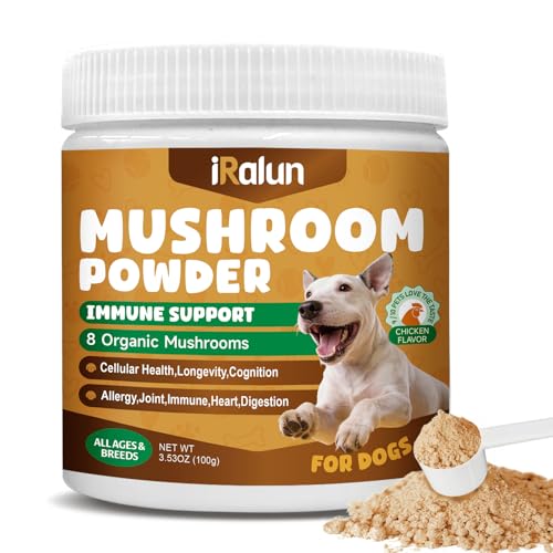 Mushroom Powder for Dogs - Organic Turkey Tail Mushroom for Dog – Mushroom Complex with Shiitake, Reishi - Mushroom for Dogs - Boosts Immunity, Supports Digestion, Enhances Overall Health, 3.53 oz