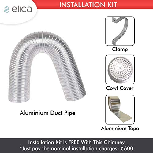 Image of Elica 60 cm 1220 m3 /hr Chimney with Installation Kit & with 15 Years Warranty (GLACE SF ETB PLUS LTW 60 PB LED SS, Silver)