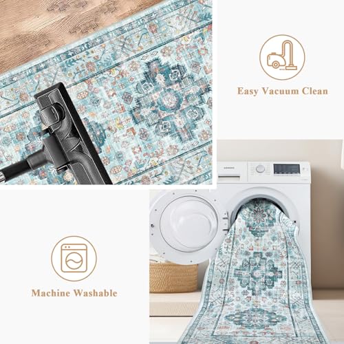 Pauwer Boho Hallway Runner Rug 2x6 Washable Entryway Area Rugs Non Slip Farmhouse Vintage Floor Mat Carpet Runner for Hallways Laundry Room Kitchen Bathroom Bedroom