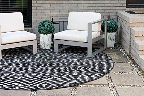 Unique-Loom-Sabrina-Soto-Outdoor-Collection-Modern-Vibrant-Carved-Area-Rug-8-ft-x-8-ft-BlackIvory Unique Loom Sabrina Soto Outdoor Collection Modern Vibrant Carved Area Rug 8 ft x 8 ft BlackIvory