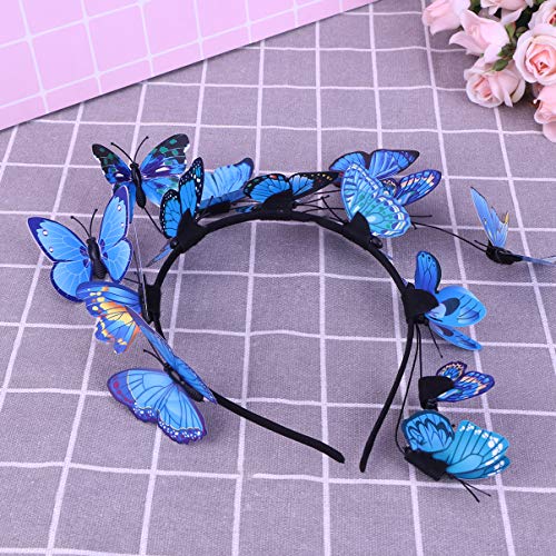 Lurrose Womens Headbands Headband Fascinator Hat Halloween Costume Bohemian Headpiece for Women (Blue) Black Hair Clips - Image 2