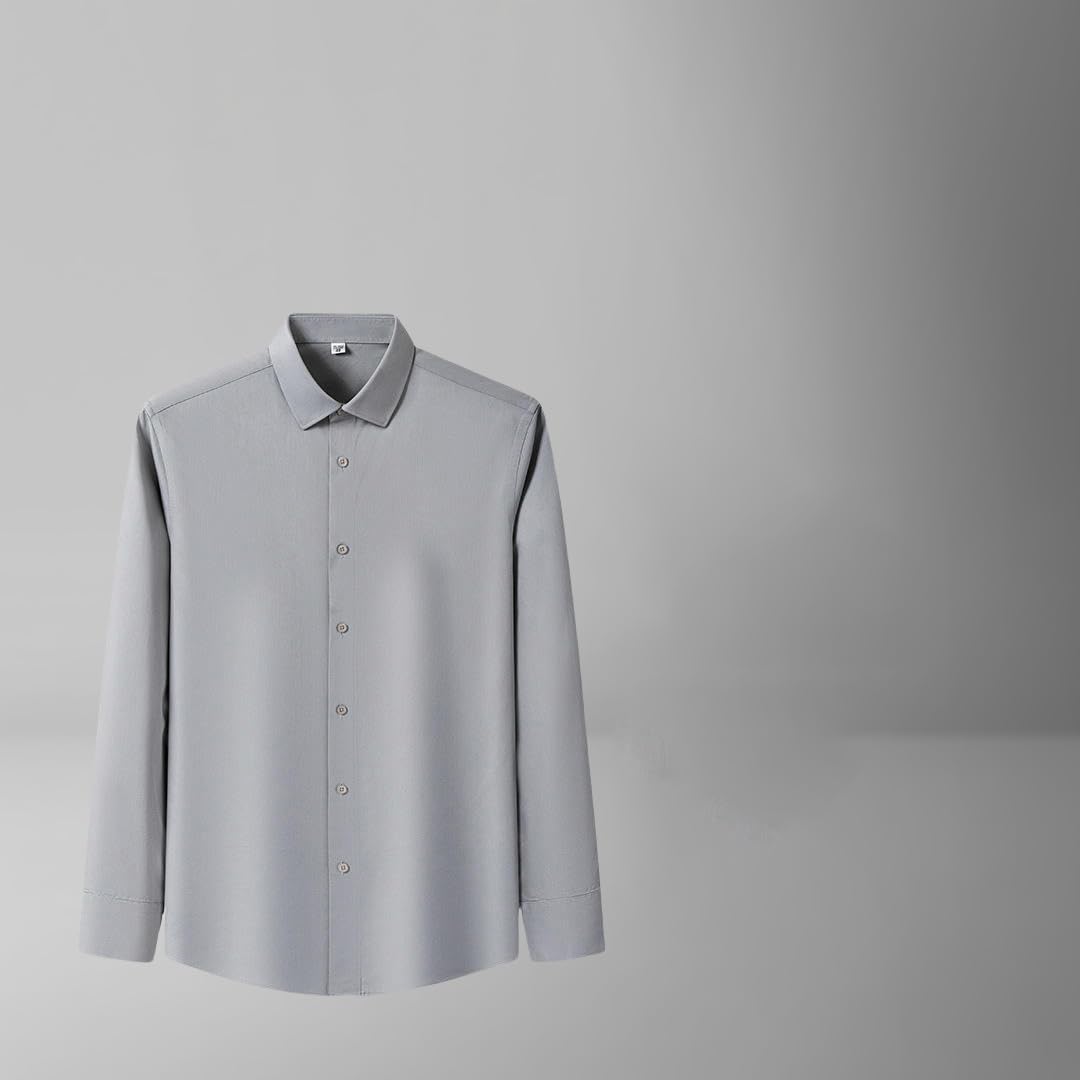 Camisa de algodón para hombre de color sólido, corte ajustado, cuello cuadrado, resistente a las arrugas, ligera, con botones