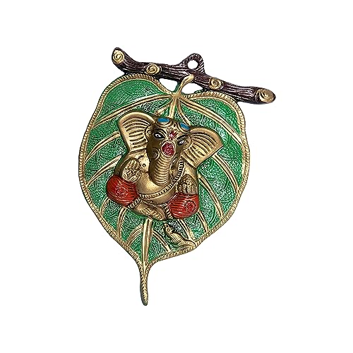 Ganesh sur une feuille décoration murale métal pour salon