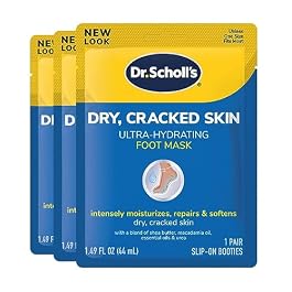 Dr. Scholl’s® Dry, Cracked Skin Ultra-Hydrating Foot Mask, Intensely Moisturizes Repairs and Softens Rough Dry Skin with Urea, 1 Pair