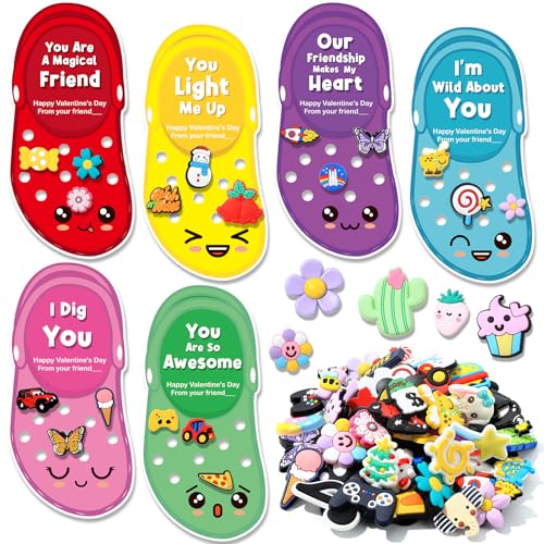 Juego de 24 tarjetas de regalo para el día de San Valentín con dijes para zapatos, juguetes para niños, regalos del día de San Valentín, accesorios de zapatos, decoración de zuecos, tarjetas de