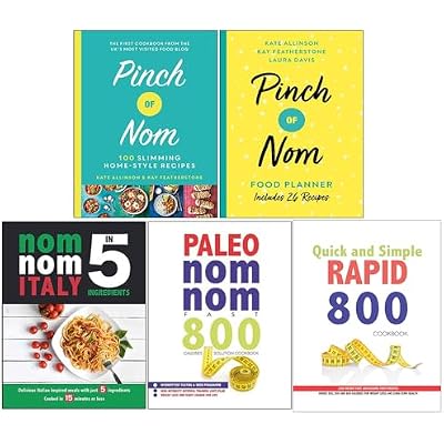 Pinch of Nom [Hardcover], Pinch of Nom Food Planner, Nom Nom Italy In 5 Ingredients, Paleo Nom Nom Fast 800 Cookbook, Quick and Simple RAPID 800 Cookbook 5 Books Collection Set