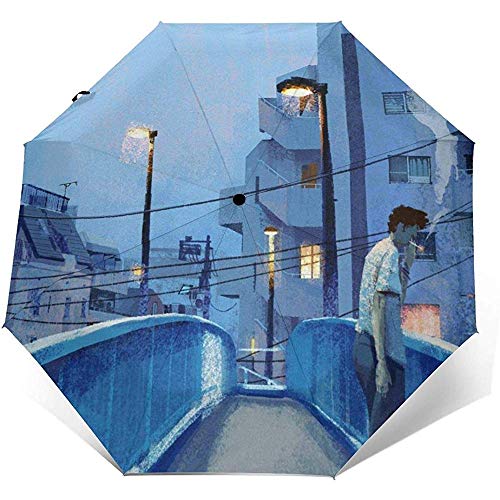 Parapluie tri-Fold Automatique Lampadaire Fumeur Parapluie Parapluie Protection Solaire Windproof UV Rain Parapluies Pliant Parapluie pour Hommes Femmes