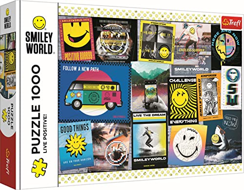 Trefl - Smiley World, ¡Vive Positivamente! - Rompecabezas de 1000 piezas - Collage, Sonrisa,...