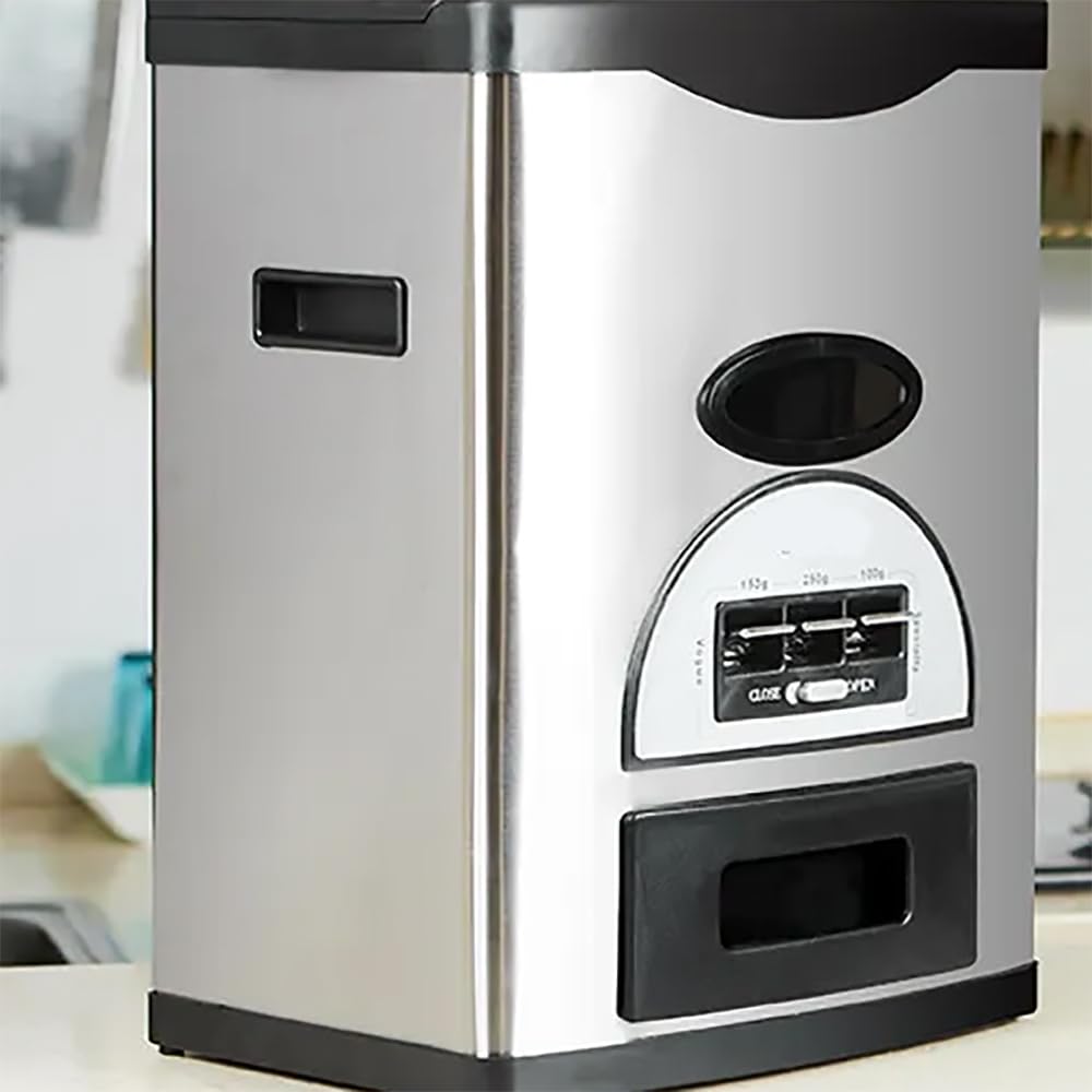 TsoLay Dispenser di Cibo, Contenitori per Riso in Acciaio Inossidabile, Distributore Automatico di Riso da 15 kg / 33 Libbre, Pulsante di Misurazione a Tre Marce, per Mais, Fagioli