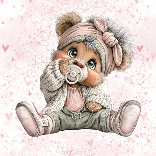 Panel de tela de rizo francés de 40 x 50 cm con oso y corazones, tela infantil para niñas de algodón, telas para coser para niños y bebés, tejido de panel de sudaderas de verano, panel de animales